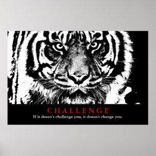 Motiveringsutmaning för svartvitt tiger poster