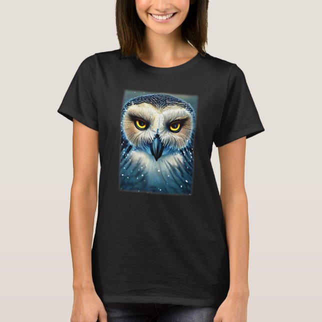 Motivfågel för grafik i snö Uggla av bett avtryck  T Shirt (Framsida)