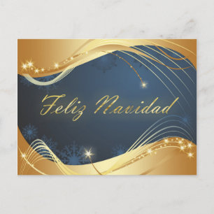 Motivo dorado de Navidad con fondo azul Helg Vykort