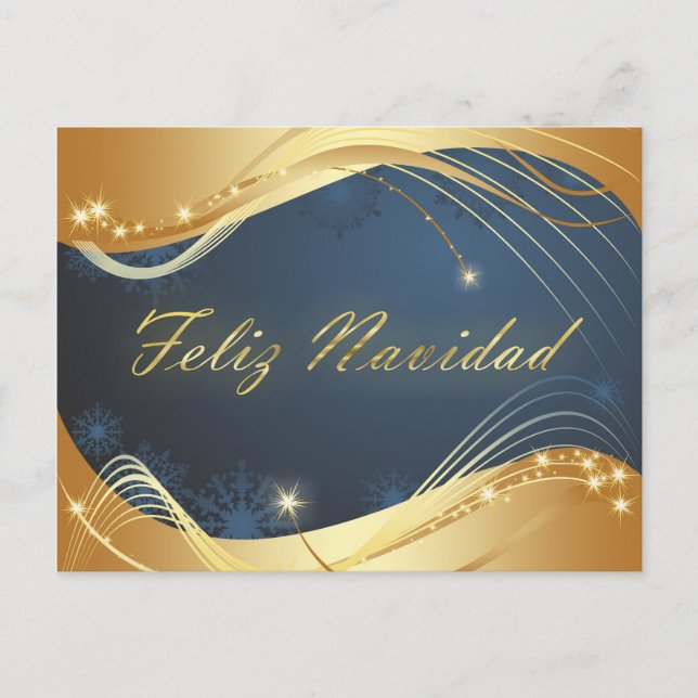 Motivo dorado de Navidad con fondo azul Helg Vykort (Framsida)