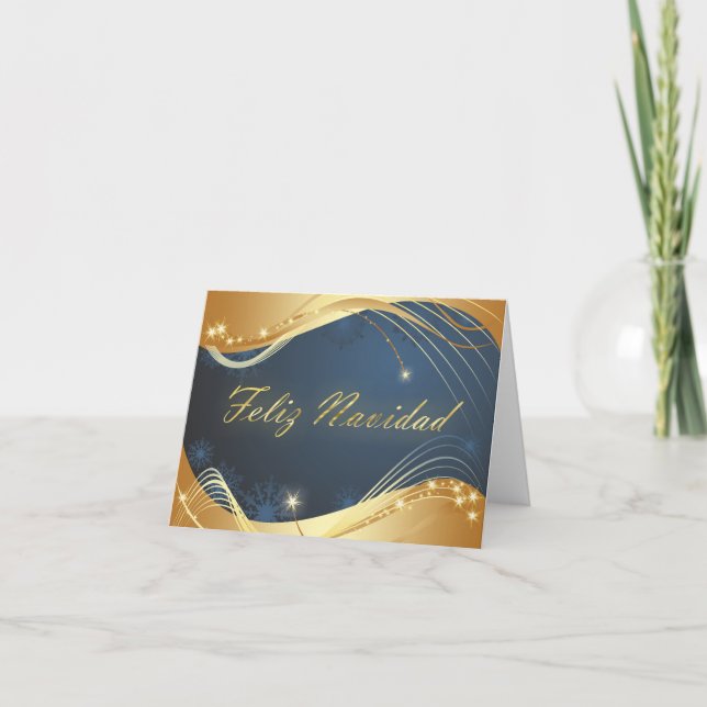 Motivo dorado de Navidad con fondo azul Helgkort (Framsida)