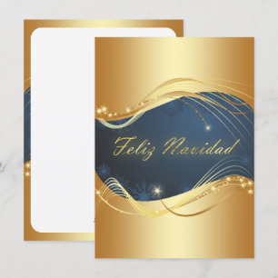 Motivo dorado de Navidad con fondo azul Julkort