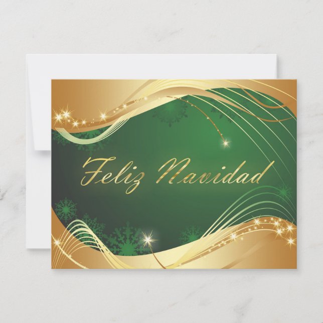 Motivo dorado de Navidad con fondo verde Inbjudningar (Framsida)