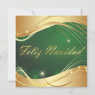 Motivo dorado de Navidad con fondo verde Julkort