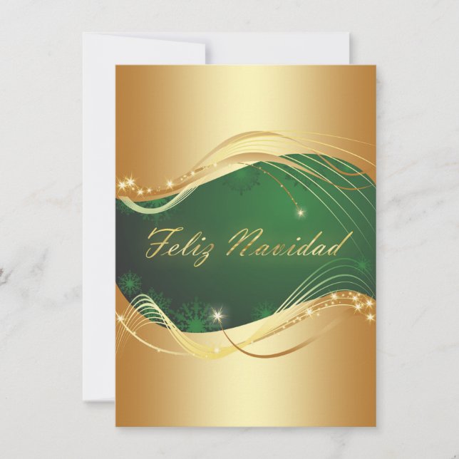 Motivo dorado de Navidad con fondo verde Julkort (Framsida)