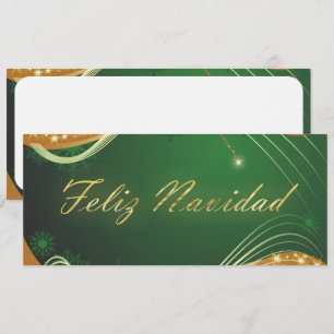 Motivo dorado de Navidad con fondo verde Julkort