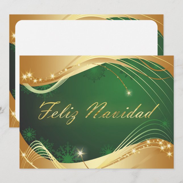 Motivo dorado de Navidad con fondo verde Julkort (Fram/baksida)