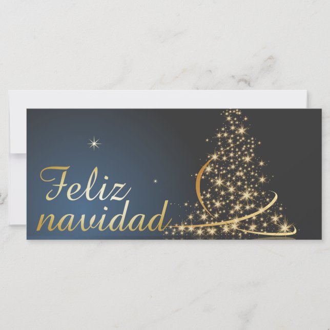 Motivo navideño azul con dorado árbol de navidad. (Framsida)