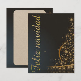 Motivo navideño azul con dorado árbol de navidad. inbjudningar