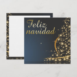 Motivo navideño azul con dorado árbol de navidad. inbjudningar