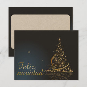 Motivo navideño azul con dorado árbol de navidad. inbjudningar