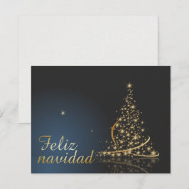Motivo navideño azul con dorado árbol de navidad. inbjudningar