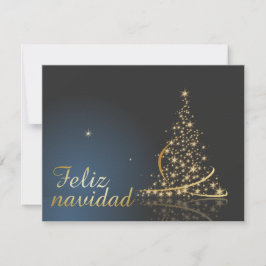 Motivo navideño azul con dorado árbol de navidad. inbjudningar