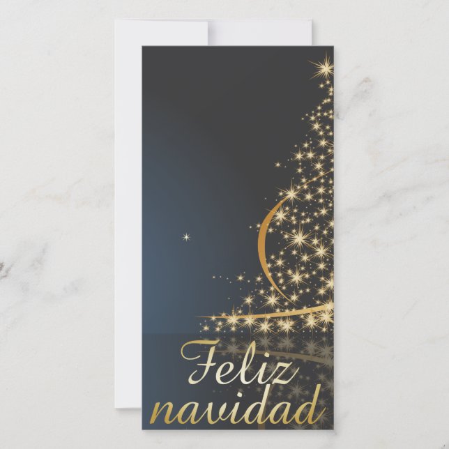 Motivo navideño azul con dorado árbol de navidad. julkort (Framsida)