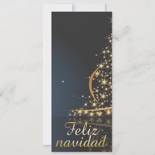 Motivo navideño azul con dorado árbol de navidad. julkort (Framsida)
