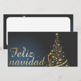 Motivo navideño azul con dorado árbol de navidad. tack kort