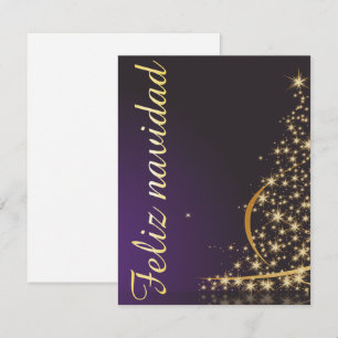 Motivo navideño morado oscuro con dorado árbol de inbjudningar