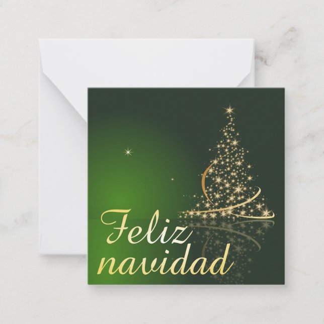 Motivo navideño verde con arbol de navidad. anteckningskort (Framsida)