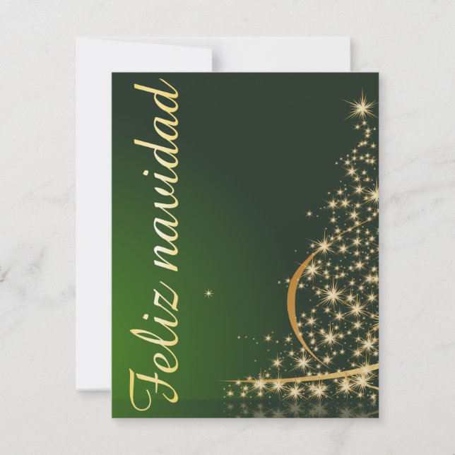 Motivo navideño verde con arbol de navidad. inbjudningar (Framsida)