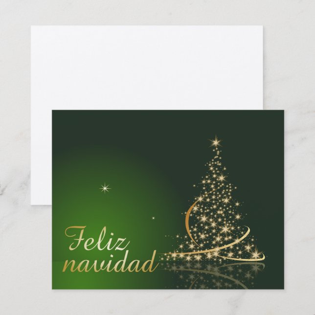 Motivo navideño verde con arbol de navidad. inbjudningar (Fram/baksida)