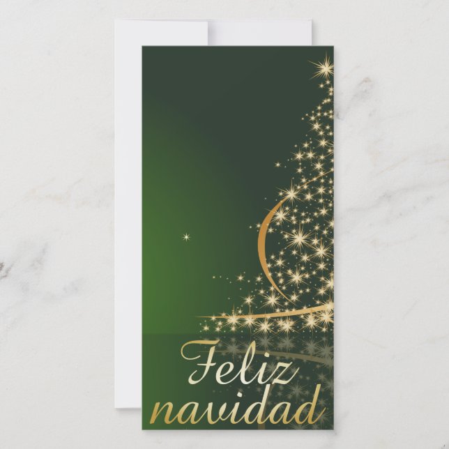 Motivo navideño verde con arbol de navidad. julkort (Framsida)