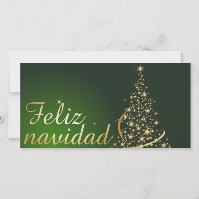Motivo navideño verde con arbol de navidad. tack kort (Framsida)