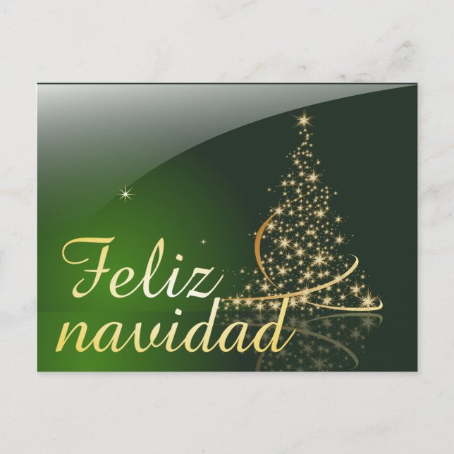 Motivo navideño verde con arbol de navidad. V2,0 Helg Vykort (Framsida)