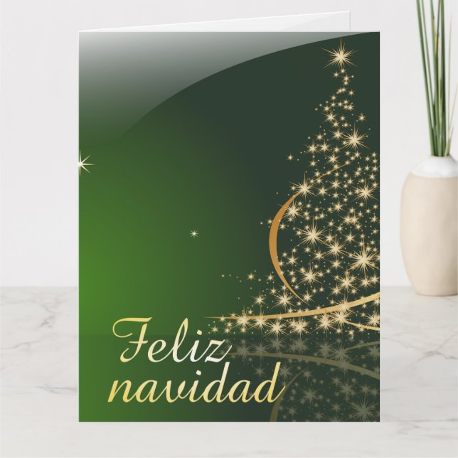 Motivo navideño verde con arbol de navidad. V2,0 Kort (Framsida)