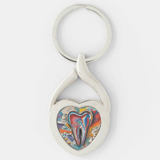 Motley Dental Art Twisted Heart Silverfärgad Nyckelring