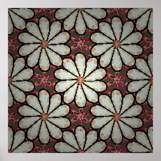 Motley illustration. Små, färgstarka blommor. Spri Poster (Framsidan)