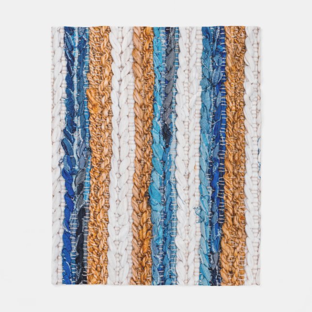 Motley Patchwork rug from denim jeans fabric, top  Fleecefilt (Framsidan)