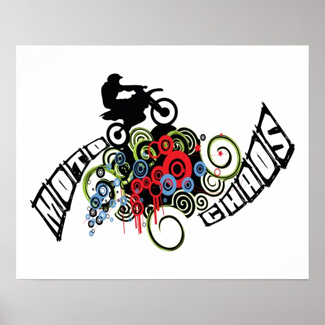 Moto Chaos Dirt Bike Rider Poster (Framsidan)