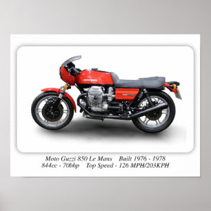 Moto Guzzi 850 Le Mans 1976 Motorcykel - A3 Storle Poster
