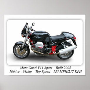 Moto Guzzi V11-sportmotorcykel - A3 Storlek utskri Poster
