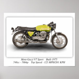 Moto Guzzi V7: Motorcykel - A3 Poster