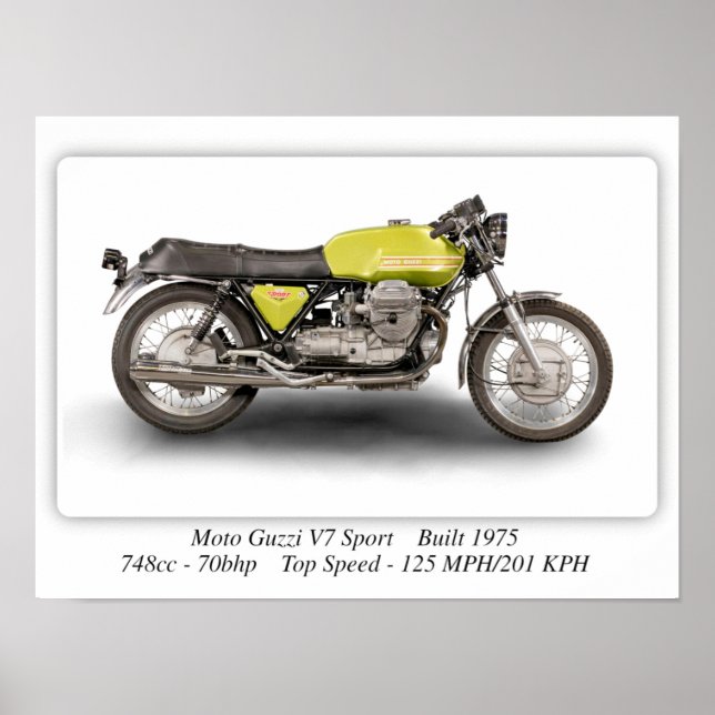 Moto Guzzi V7: Motorcykel - A3 Poster (Framsidan)