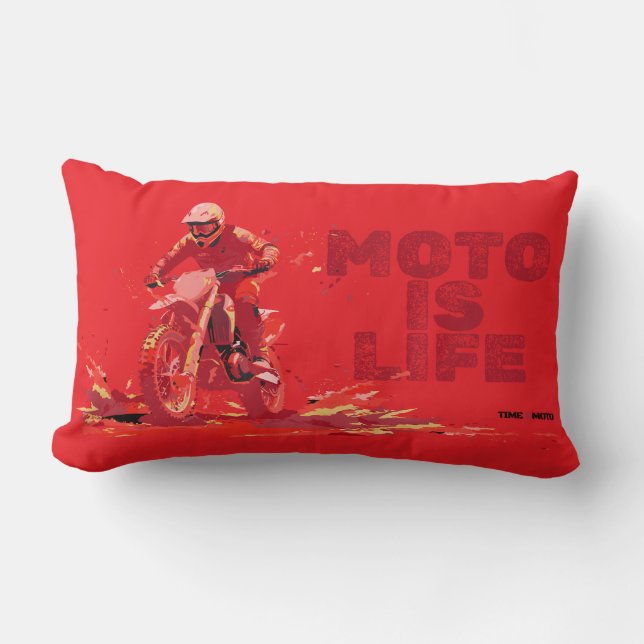 Moto Is Life Throw Pillow Lumbarkudde (Framsida)