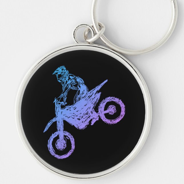 Moto Kor Rund Silverfärgad Nyckelring (Framsidan)
