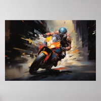 Moto Tävling Action Sport Painting Abstrakt Art De