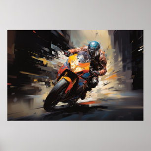 Moto Tävling Action Sport Painting Abstrakt Art De Poster