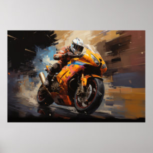 Moto Tävling Action Sport Painting Abstrakt Art De Poster