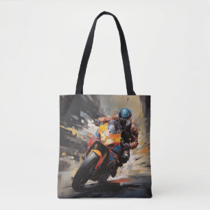 Moto Tävling Action Sport Painting Abstrakt Art De Tygkasse