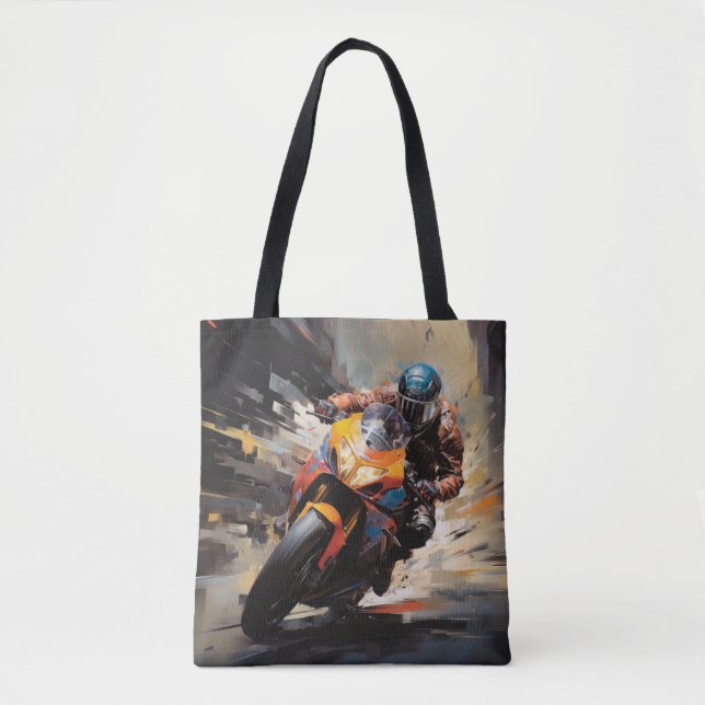 Moto Tävling Action Sport Painting Abstrakt Art De Tygkasse (Framsida)