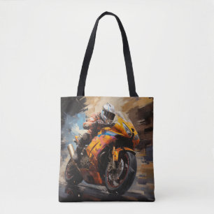 Moto Tävling Action Sport Painting Abstrakt Art De Tygkasse