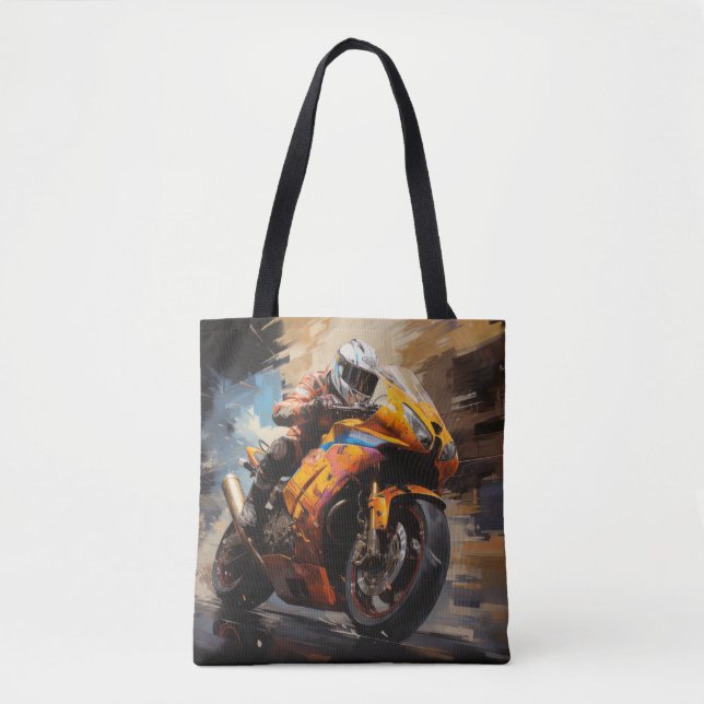 Moto Tävling Action Sport Painting Abstrakt Art De Tygkasse (Framsida)