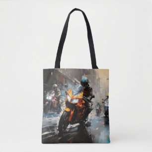 Moto Tävling Action Sport Painting Abstrakt Art De Tygkasse