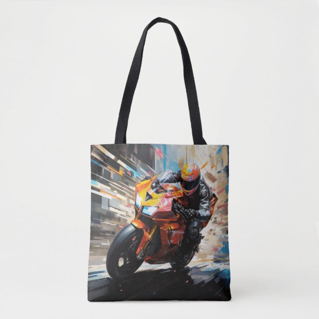 Moto Tävling Action Sport Painting Abstrakt Art De Tygkasse (Framsida)