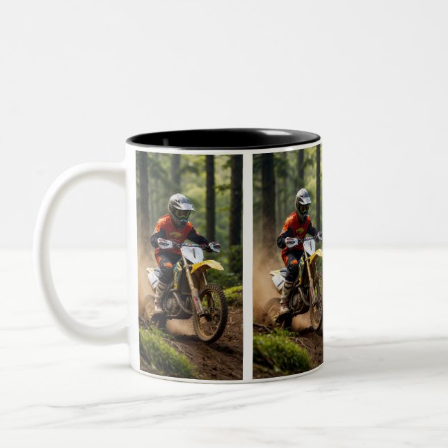 Moto-xing - Motocross-förare   Två-Tonad Mugg (Vänster)
