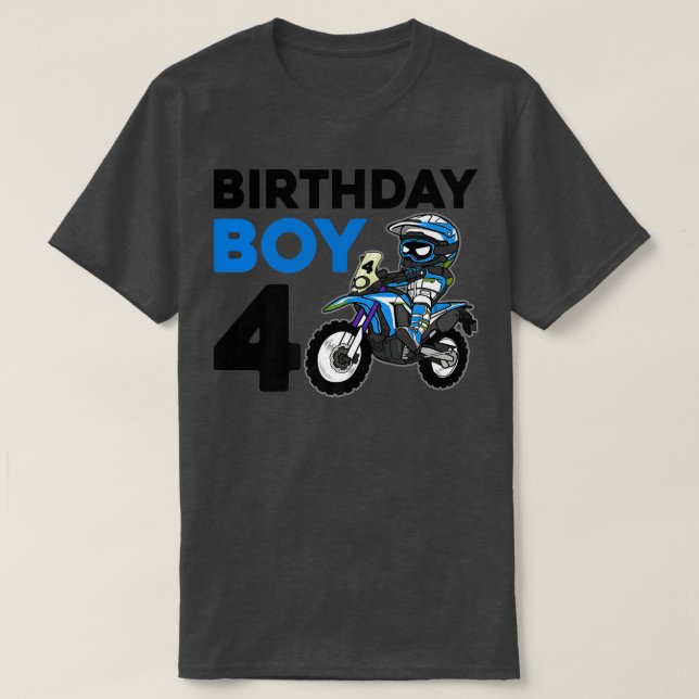 Motocross 4:e gåva 4-åring Dirt Bike Födelsedag P T Shirt (Design framsida)