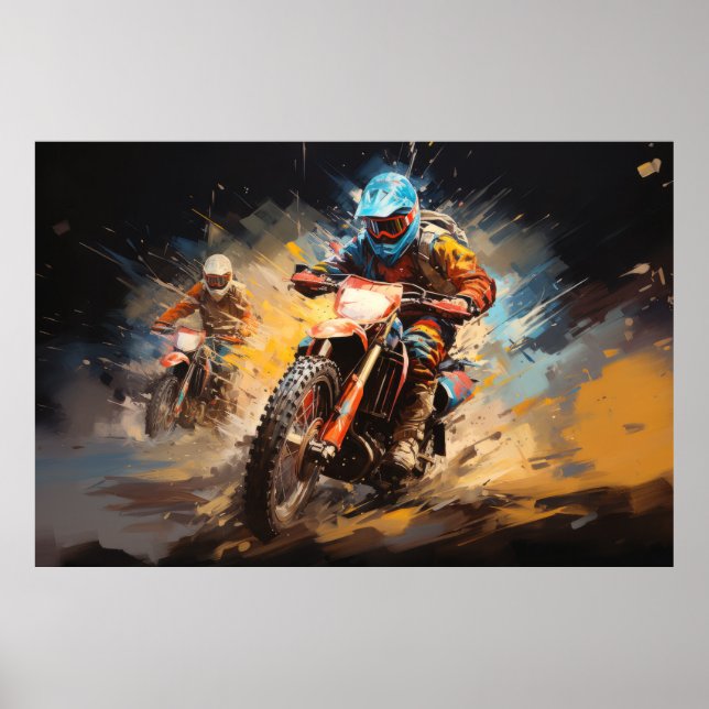 Motocross Action Sport Painting Abstrakt Art Decor Poster (Framsidan)
